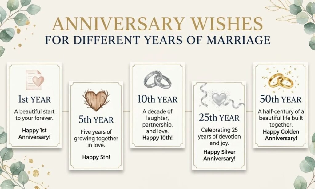Anniversary Wishes for Different Years of Marriage